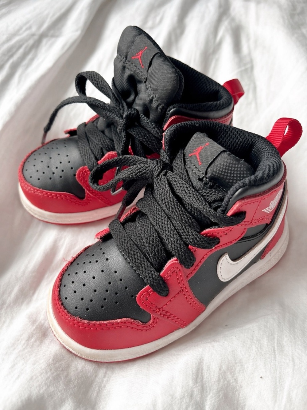 Air Jordan’s Toddler Shoes Size 5C - red, white & black high tops